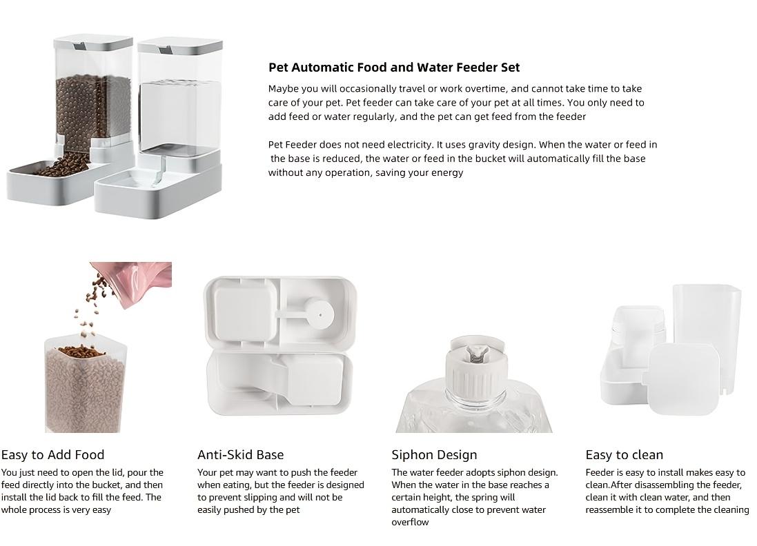 2-piece Gravity Pet Feeding and Drinking Set, Automatic Dog Food Feeding and Drinking Set - Pet Feeding Set - Suitable for Dogs, Cats, and Pet Animals, Automatic Gravity Feeder