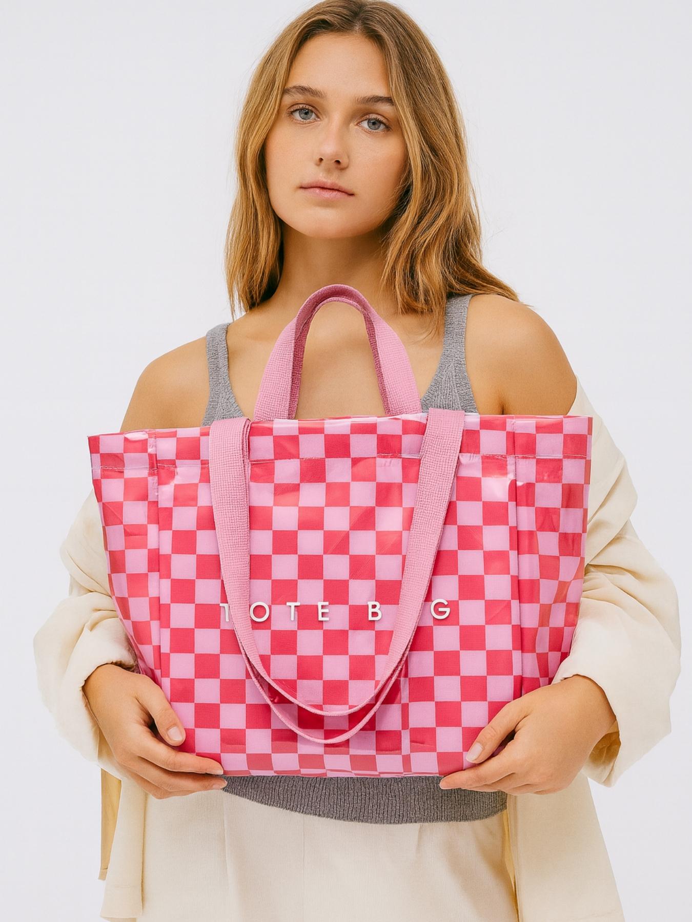 Women's PVC Waterproof Lightweight Tote Bag, Large Capacity Commuter Bag, Durable Design Bag for Daily Use & Travel Essentials, Valentine's Day Gift