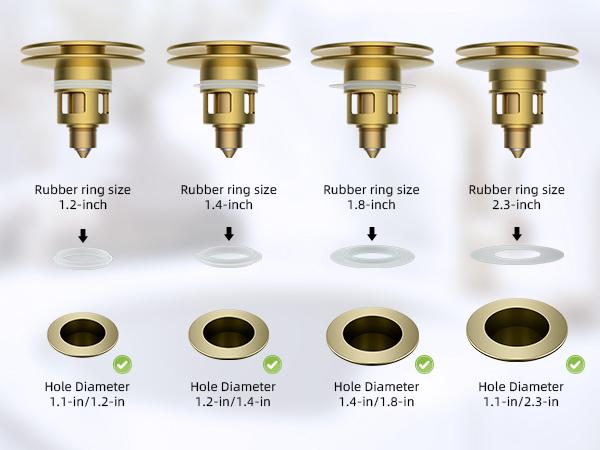 Hibbent All Metal Upgraded Bathroom Sink Stopper, Universal Pop Up Sink Drain Strainer, Brass Bullet Core Push Type Sink Stopper for 1.1''~2.3''' Basin, Anti Clogging Drain Filter Hibbent All Metal Upgraded Bathroom Sink Stopper, Universal Pop Up Sink Drain Strainer, Brass Bullet Core Push Type Sink Stopper for 1.1''~2.3''' Basin, Anti Clogging Drain Filter