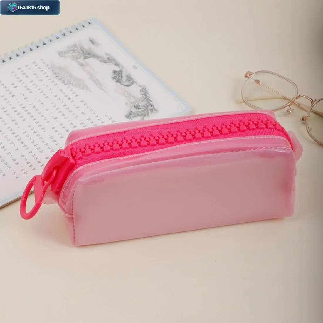 Aesthetic Cute Jelly Pencil Pouch for Students, Large Capacity Upright Pencil Case with Zipper Closure, Colorful Minimalist School Organizer for Pens, Markers and Supplies, Back to School, College, Office Desk Storage Gift