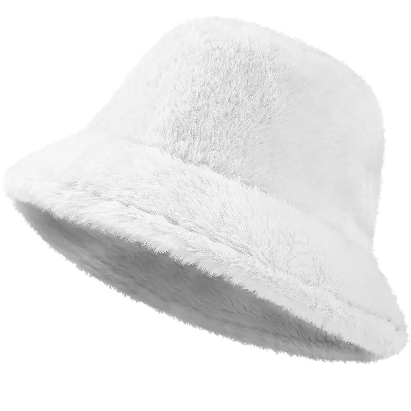 Winter Faux Fur Bucket Hat Faux Fur Warm Fuzzy Fluffy Unisex Accessory Amazon.com: Zando Fuzzy Bucket Hats for Woman & Men - Faux  main image 2
