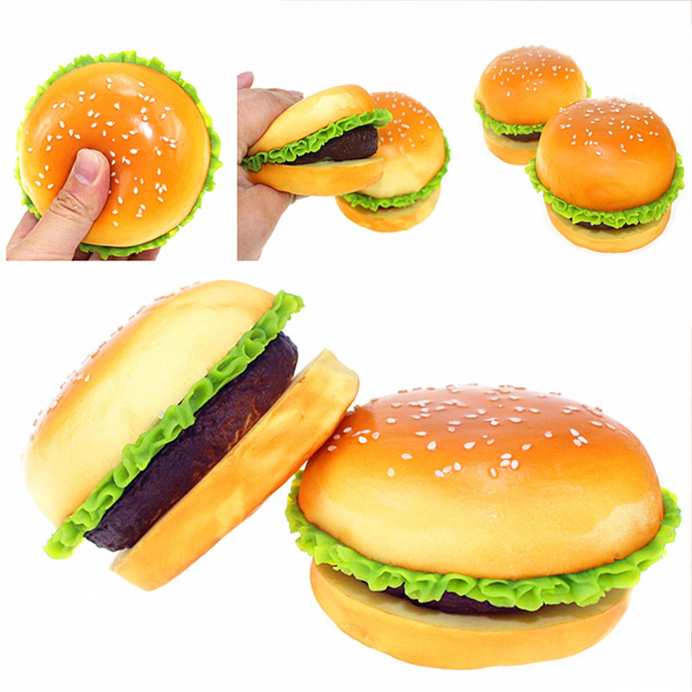 PU Simulation Hamburger Squeeze Toy Slow-Rebound Creative Sesame Bread Squeezeable Toy Food Model Gift