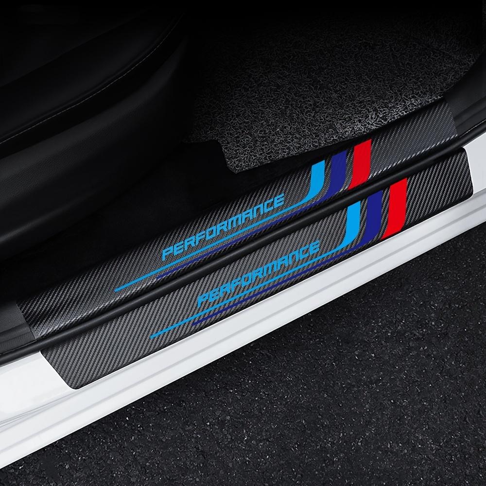 Universal 4pcs Carbon Fiber Texture Door Sill Protector Strips Set, Anti-Scratch Durable, Non-Slip Threshold Decorative Strip, Car Accessories