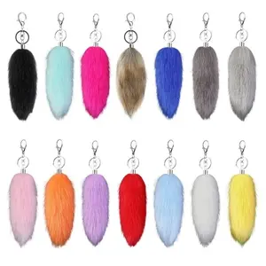16cm Foxes Tail Keychain Faux Furs Foxes Tail Keyring Soft Furry Bag Hangings Charm Pendant Key Handbag Pendant Accessorise