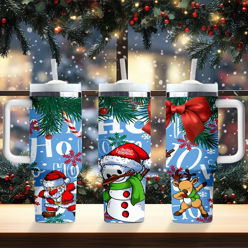 1pc Christmas water bottle, cartoon snowman, portable insulated stainless steel straw cup with handle, car mug, outdoor mug, travel mug, cup - Christmas and Valentine's Day gift, back-to-school for students (straw inside the cup).