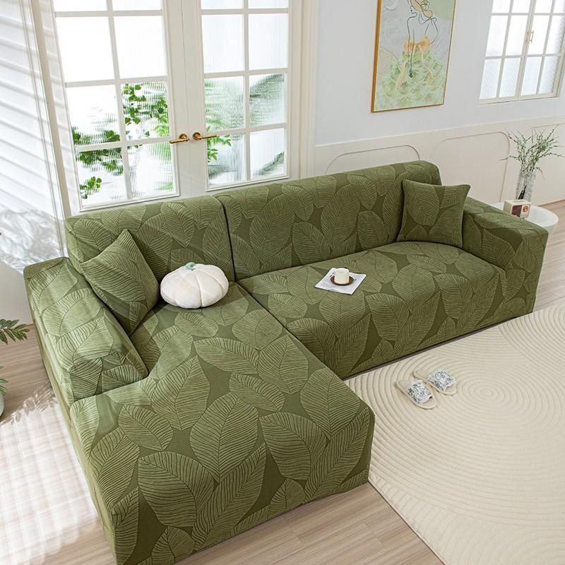 One-Stop Sofa Refresh Solution, Full-Cover Leaf Pattern Sofa Cover, Sofa Slipcover, Pet-Friendly Elastic Sofa Cover, Anti-Stain Durable, 6 Colors Available