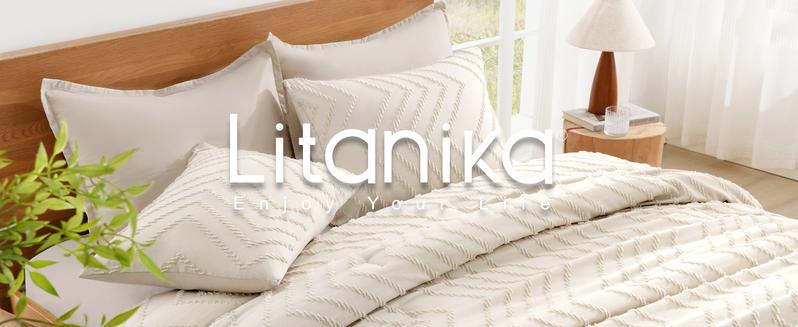Litanika 3-Piece Comforter Set - Lightweight & Fluffy Down Alternative Bedding | Chevron Tufted Design | All-Season Comfort (Multiple Colors/Sizes)