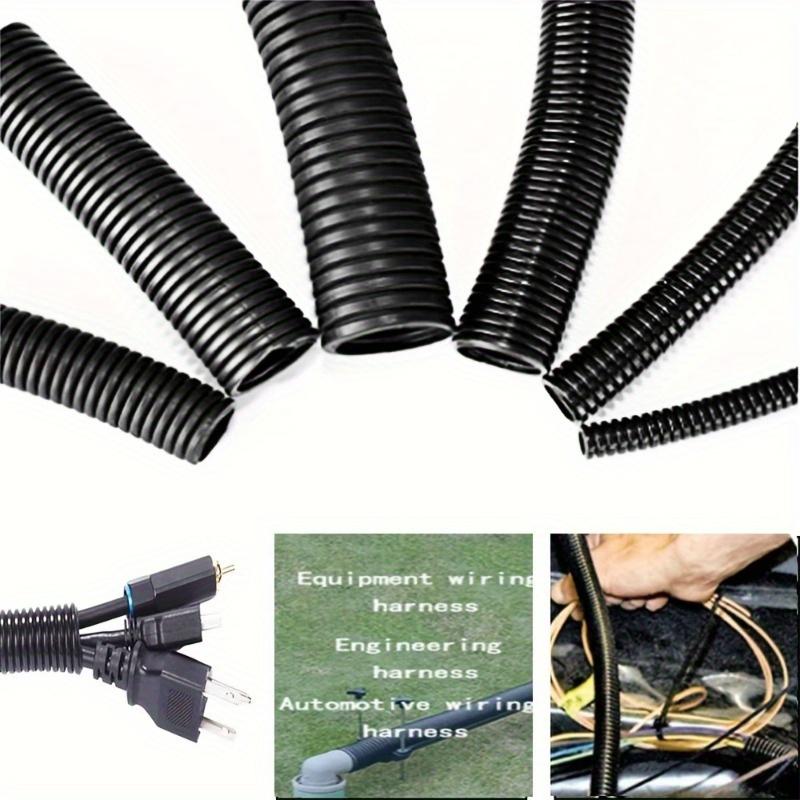 2 Meters Divided Corrugated Pipe, Black Corrugated Pipe, Cable Protection Pipe, Cable Finishing Pipe, Used for TV Cables, Wires, Garden Lights