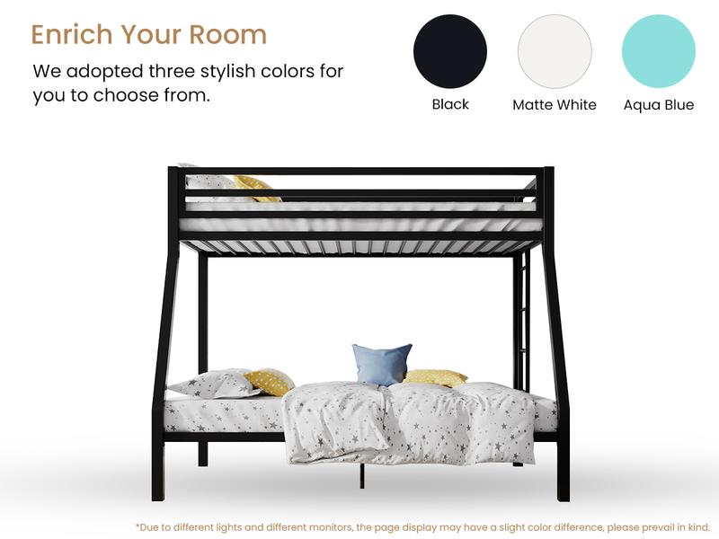 SHA CERLIN Metal Bunk Bed Twin Over Full Size with Removable Stairs【Frame Only No Mattress】Heavy Duty Sturdy Frame with 12" Under-Bed Storage, No Box Spring Needed#ChristmasGifts#TikTokShopBlackFriday