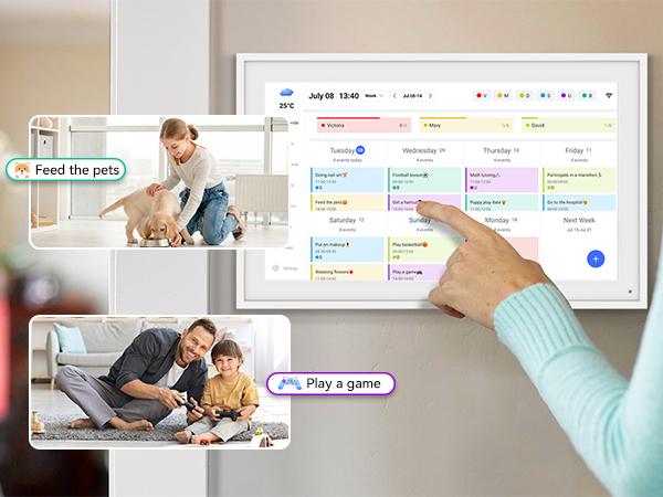 TABWEE 15.6 Inch WiFi Digital Calendar, Smart Touchscreen Interactive Display for Family Schedules Chore Chart, Meal Planner, To Do List, Smart Sync Switchable Digital Photo Frame Desk-Standing