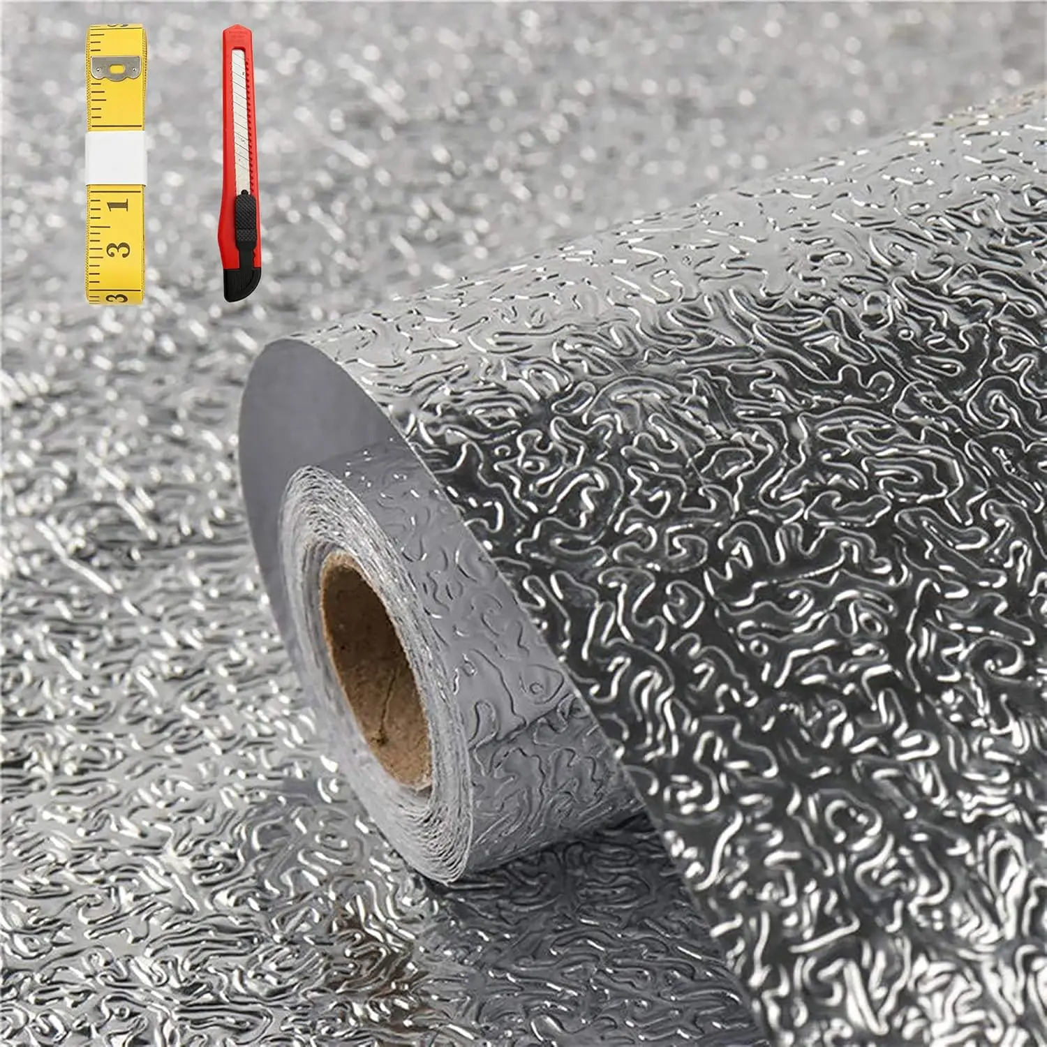 Kitchen Oil-Water Proof Wallpaper, Peel and Stick  Foil Backsplash Protector, Self Adhesive  Contact Paper for Cabinet, Drawer, Shelf Liner, Countertop Cover, 15.7 x118.1 Inch