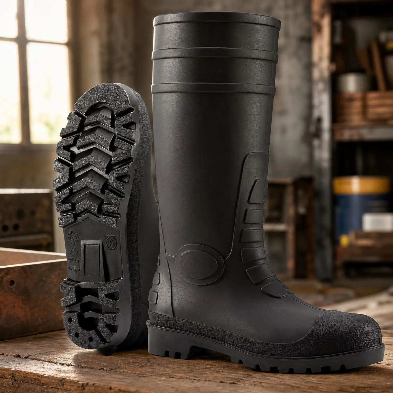 Men's Steel Shank Waterproof PVC Rubber Rain Boots - Durable Slip-Resistant Knee High Mud Work Boots for Garden, Fishing, Industrial, Construction & AgricultureGift