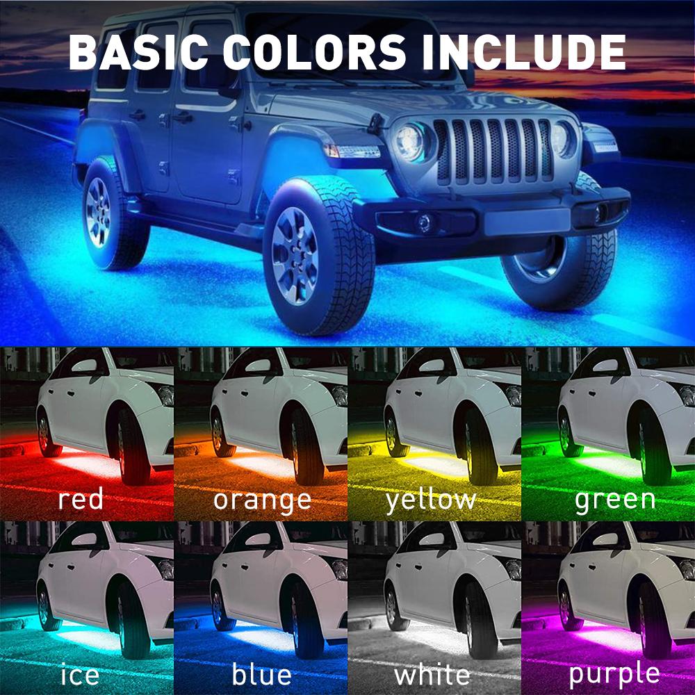 AUXITO RGB LED Strip Under Car Tube Underglow Underbody System Neon Light Lamp Kit