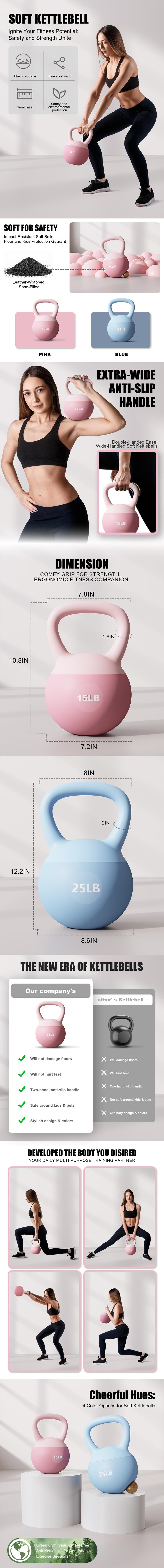 LEKÄRO Soft Kettlebell,Anti-Slip Grip with Training Gloves,Safe Strength Training Kettlebells Sets,Weightlifting Kettlebell for Home GYM,Fitness Equipment