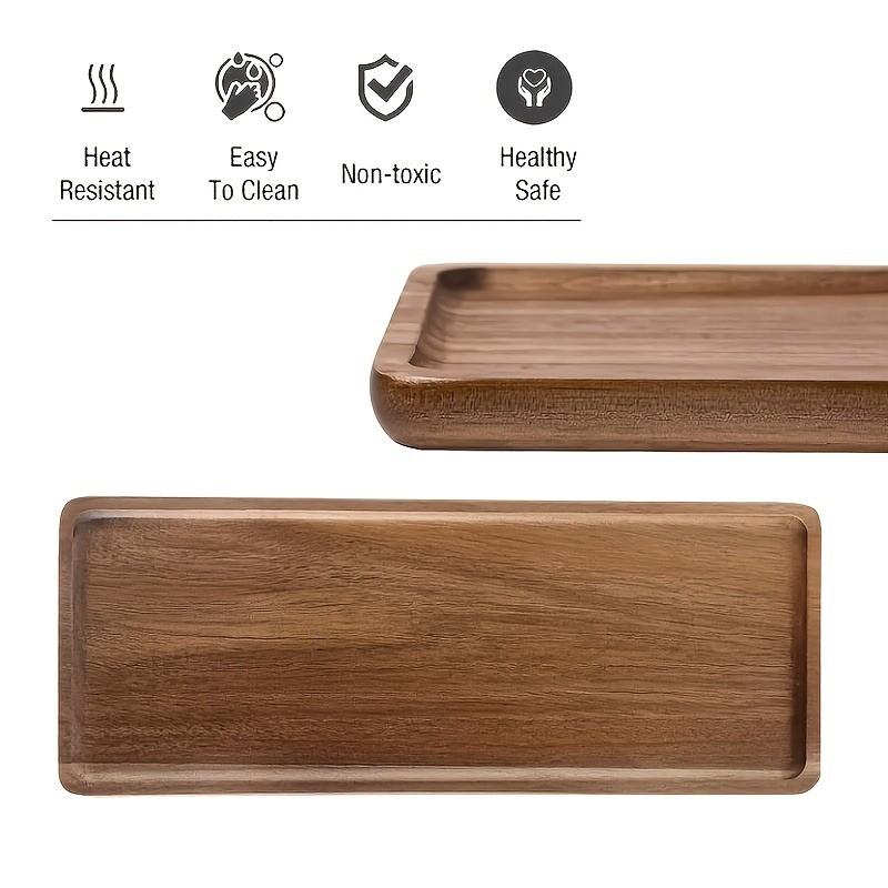4-Piece Rectangular Wooden Trays Set, Wood Tray for Display, Spring Decoration, Outdoor Camping Plates, Food Serving Platter