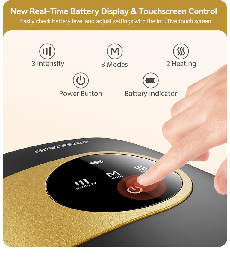 [Plus Model] CINCOM New Hand Massager, Cordless Finger Soother with Gentle Warmth, Customizable Comfort Settings, Easy-to-Read Display, Rechargeable, Perfect for Relaxation, Ideal Gift for Loved Ones