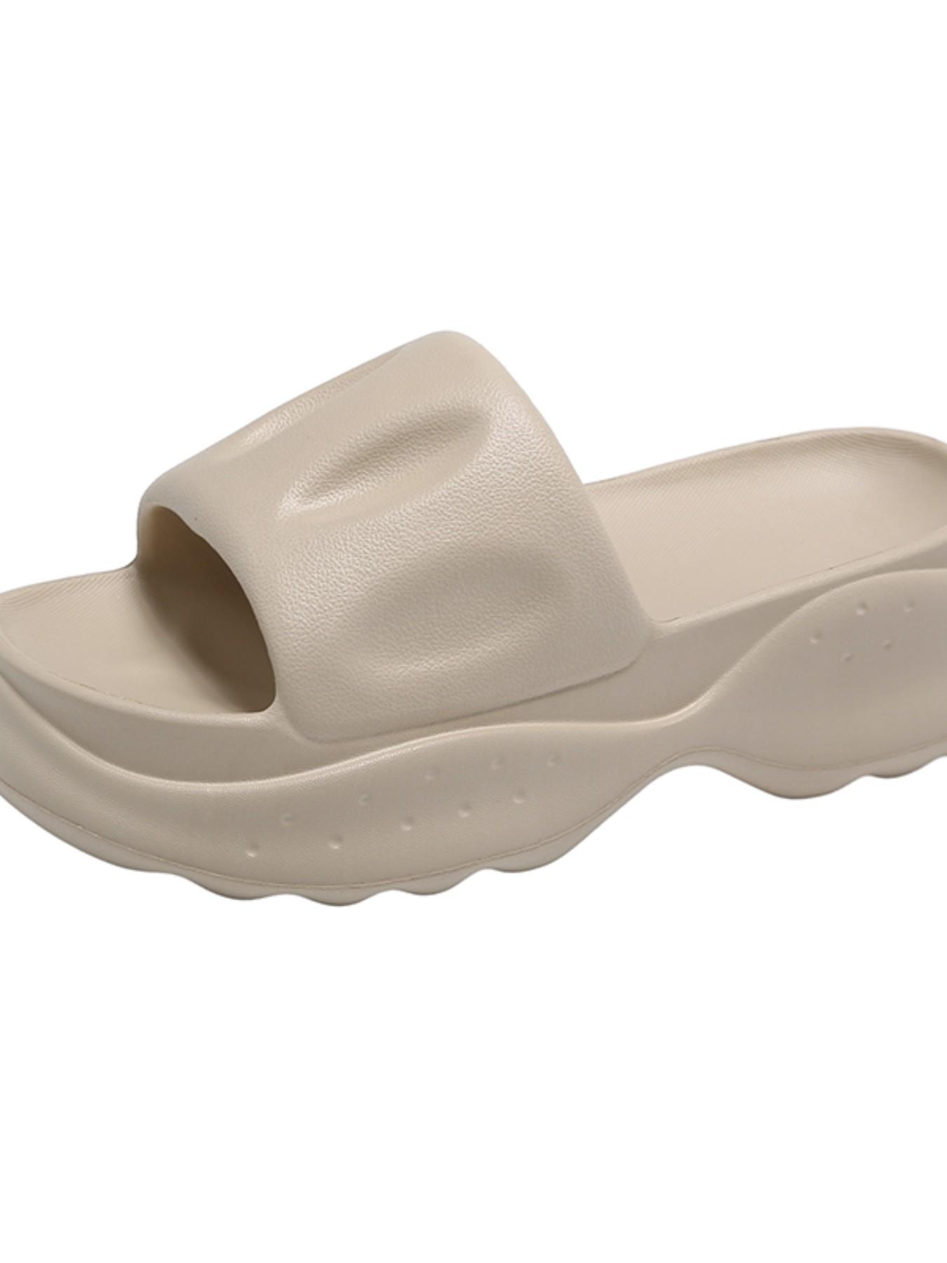 Urban Casual Women's Sandals, Simple Solid Color Soft Sole, Comfortable for Home and Outing, PU Leather Eva Sole, Patchwork Design