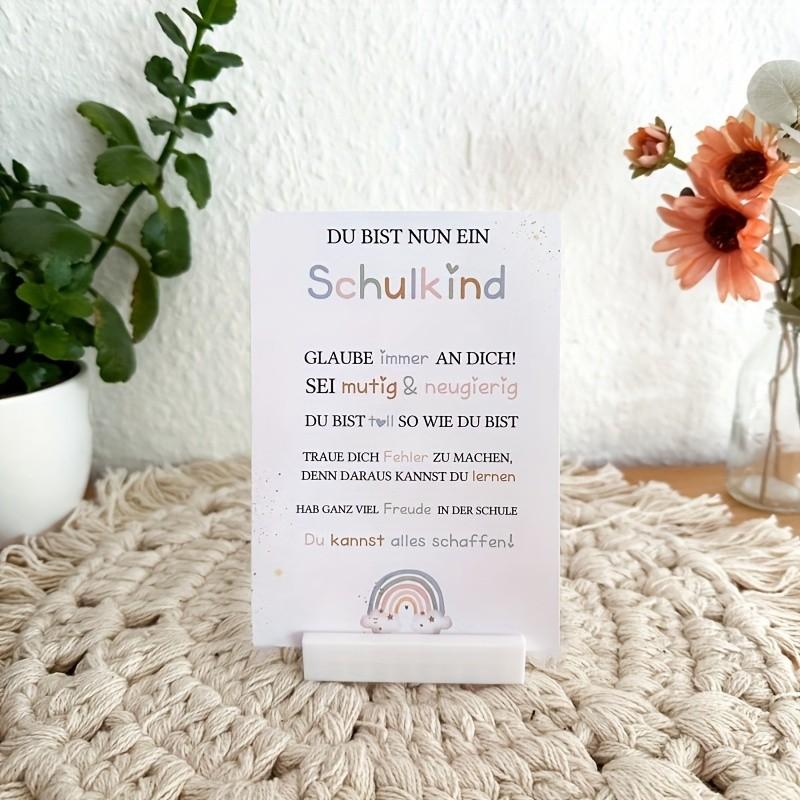 5 German School Start Cards, Encouraging Gift for Kids, Rainbow Design Motivational Quotes, Perfect First Day of School Souvenir