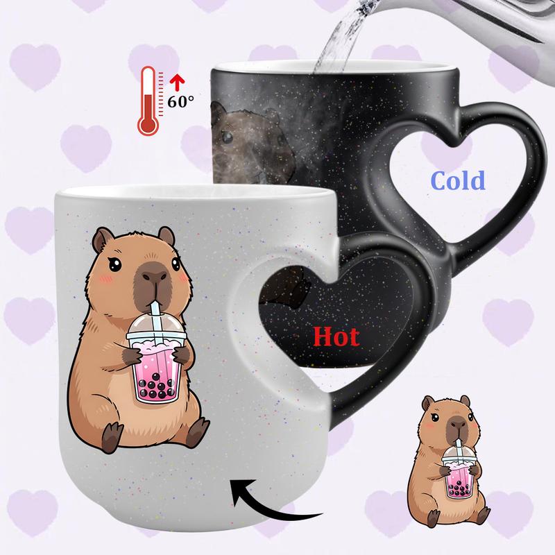 11oz Adorable Capybara Cartoon Color-Changing Starry Night Ceramic Mug, Hand Wash Only, Perfect for Coffee, Tea, or as a Thoughtful Gift for Capybara Lovers, Coffee Cups