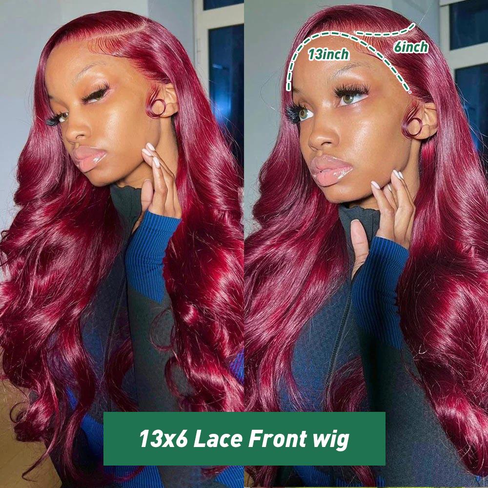 Bling Hair 30 32 inch Burgundy Color Hd Transparent 13x4 Lace Frontal Wig For Women 180% Density 13x6 99J Lace Front Brazilian Remy Wigs