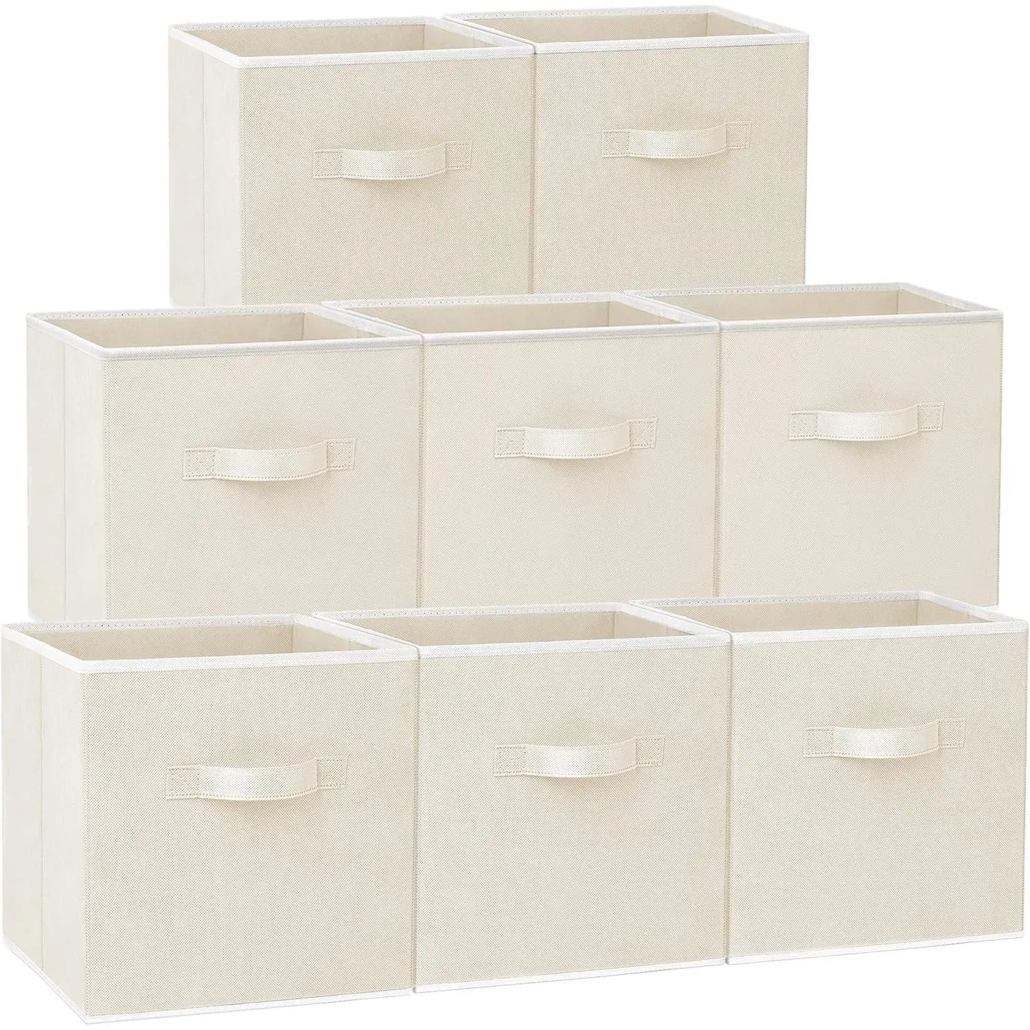Storage Cubes - 11 Inch Heavy Duty Fabric Storage Bins for Shelves Closet Cube Organizer - 8 Pack Collapsible Cube Storage Bins Baskets for Clothes Blankets Toys - Nursery Organization (Beige)