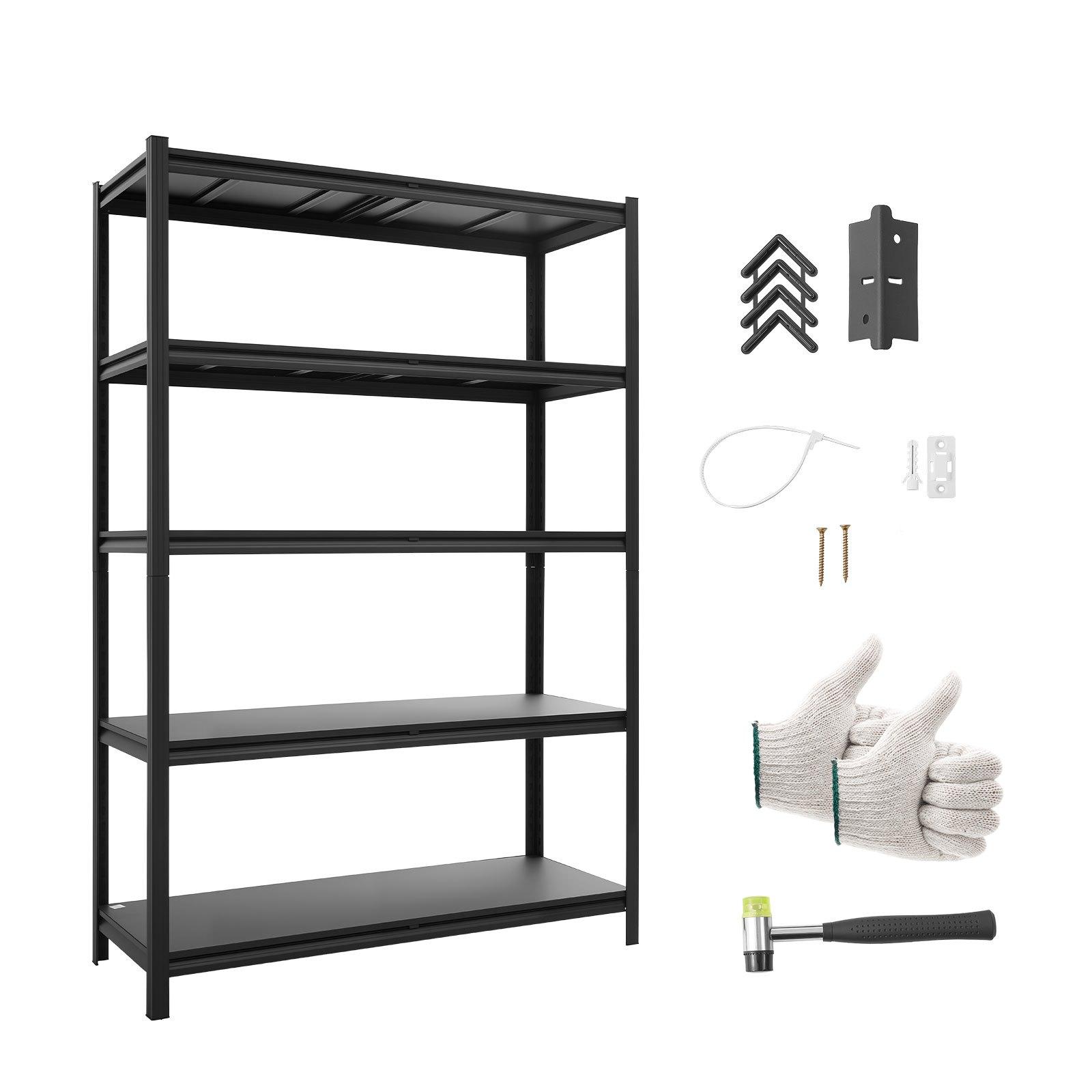 VEVOR Storage Shelves, 5-Tier Adjustable, 2500 lbs Capacity, Heavy Duty Garage Storage Shelving Unit, Metal Utility Rack Shelf, for Garage Warehouse Basement Kitchen, 48.43" W x 18.31" D x 71.38" H