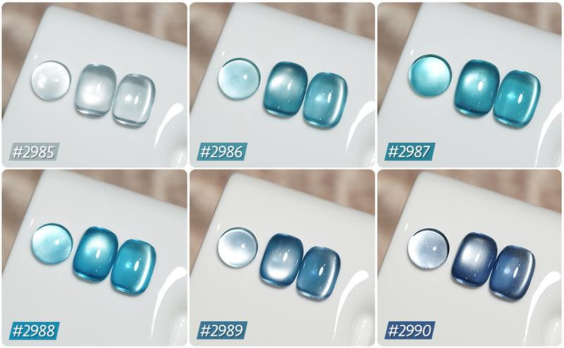 GAOY Tropical Sea Cat Eye Gel Nail Polish Set with Magnet for Blue Glitter Holographic Cat Eye, Salon UV Gel Manicure and Nail Art DIY at Home