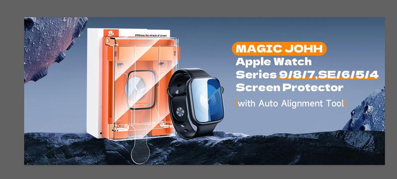 MAGIC JOHN 2 Pack Ceramic Screen Protector for Apple Watch HD Clear Bubble Free Design Anti Shock Full Coverage