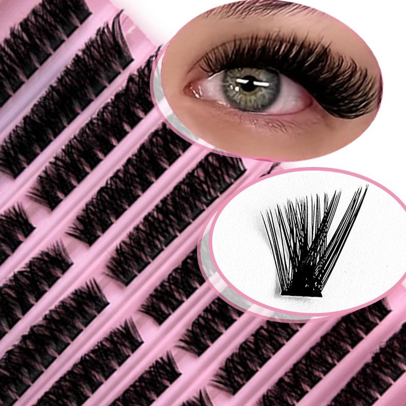 Music Festival Makeup DIY Segmented False Eyelashes, 40D+ & 80D+, Natural Look, Dense D Curl, Thick 0.07mm, Patch Form