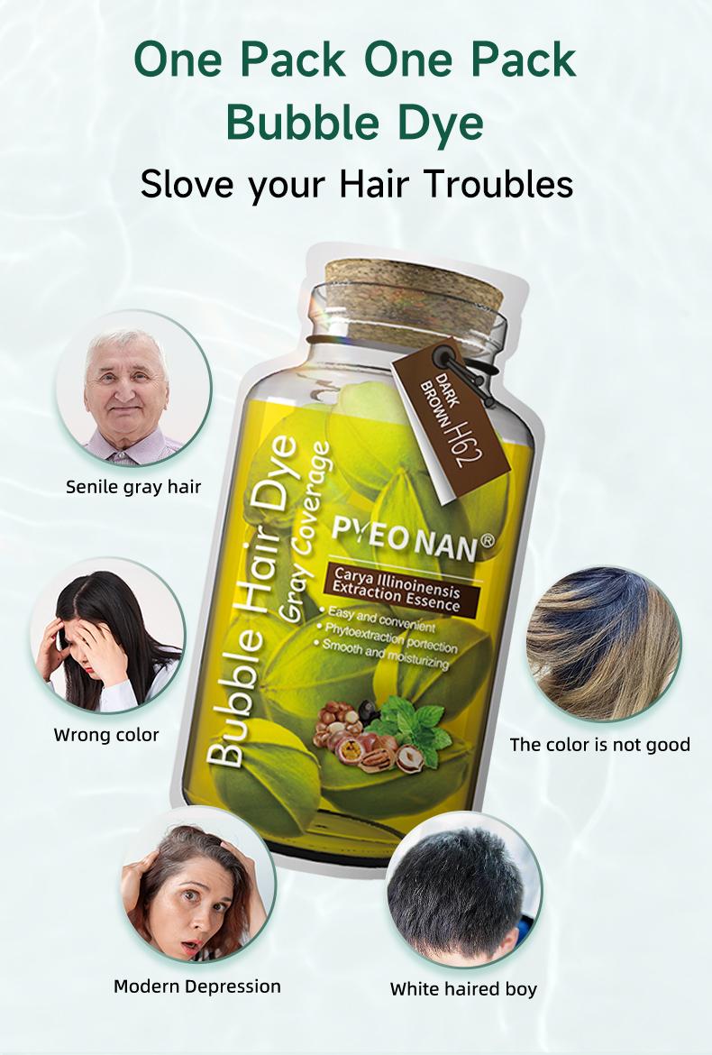 PYEONAN Unisex Bubble Hair Dye, Ammonia-Free, Natural Plant Extracts, 2-in-1 for Gray Coverage and Hair Care, Gray Hair Turns into Black or Dark Brown with Herbal Ingredients, No Bleaching, 10 Bags Hair Color 5.6 Oz./160g PYEONAN Unisex Bubble Hair Dye, Ammonia-Free, Natural Plant Extracts, 2-in-1 for Gray Coverage and Hair Care, Gray Hair Turns into Black or Dark Brown with Herbal Ingredients, No Bleaching, 10 Bags Hair Color 5.6 Oz./160g