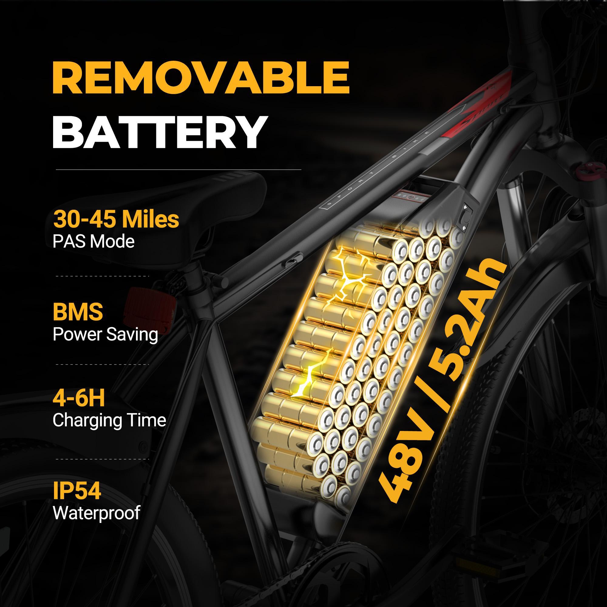 Electric Bike for Adults with Peak 750W Motor, 30-55 Miles Electric Mountain Bike with 48V 9Ah Removable Battery, 21-Speed,Front Suspension & LCD Display,Commuter Electric Bicycle