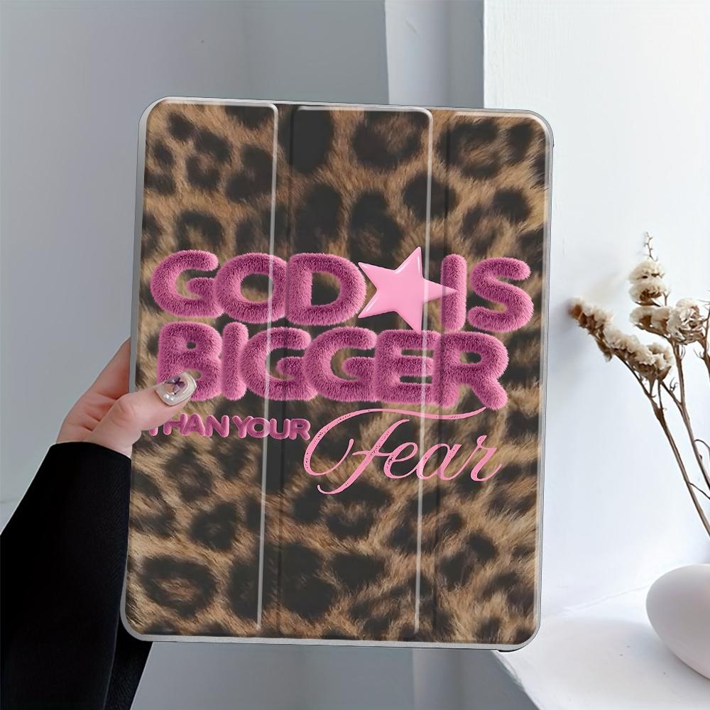 Fashion Leopard-print Tablet Case with Pencil Holder, Auto Wake/Sleep Tablet Protective Cover, Tablet Accessories Compatible with iPad, Tablet Casing
