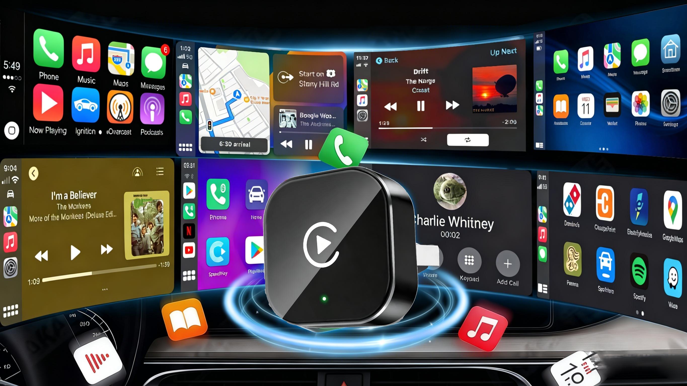 2026 Wireless CarPlay Adapter for iPhone/Android - Fast Connection, No Delay, Hands-Free Calling Wireless Adapter Mini USB Car Design, Apple CarPlay Plug-and-Play, Easy to Use,5.8GHz Dual-Band Bluetooth 5.0, Supports Both USB-A & USB-C Ports,