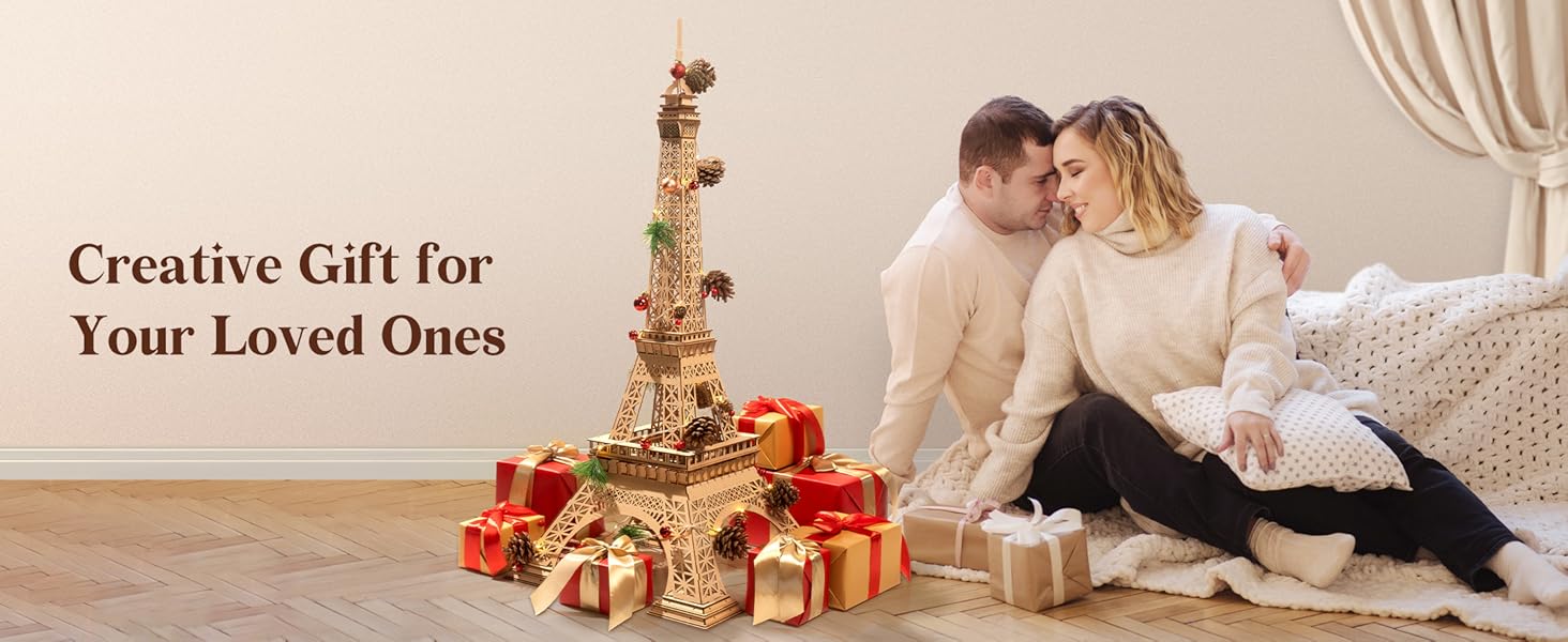 Rolife DIY 3D Wooden Puzzles for Adults, Large Eiffel Tower Set-Model Building Sets, Paris Architecture Kits as Room Decor Birthday for Women and Men