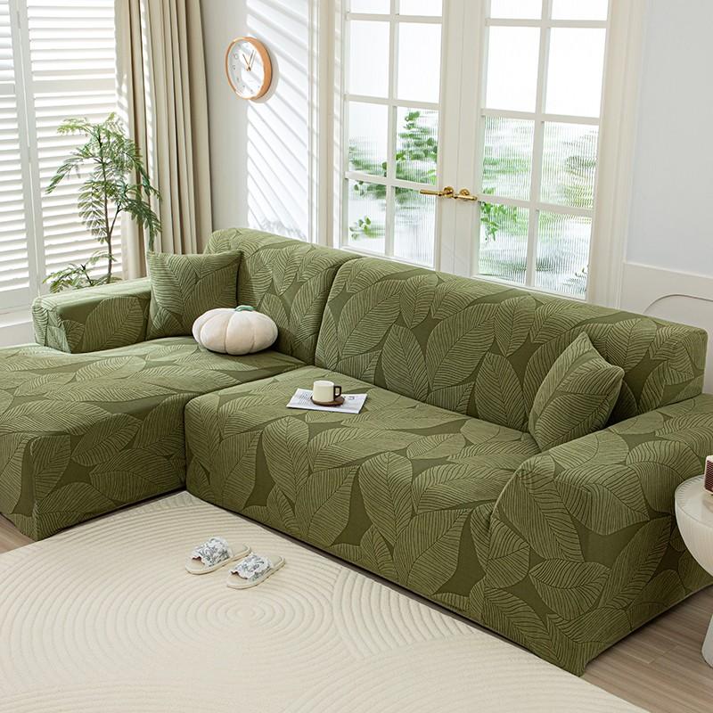 One-Stop Sofa Refresh Solution, Full-Cover Leaf Pattern Sofa Cover, Sofa Slipcover, Pet-Friendly Elastic Sofa Cover, Anti-Stain Durable, 6 Colors Available