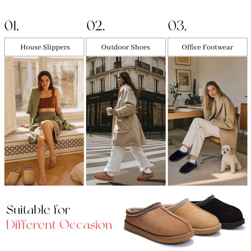 Women's Platform Slippers for Women  Indoor and Outdoors Slippers Slip On Fur Fleece Lined Suede Short Ankle Boots Indoor and Outdoor Furry Warm House Slippers Anti-Slip Boot for Outdoor