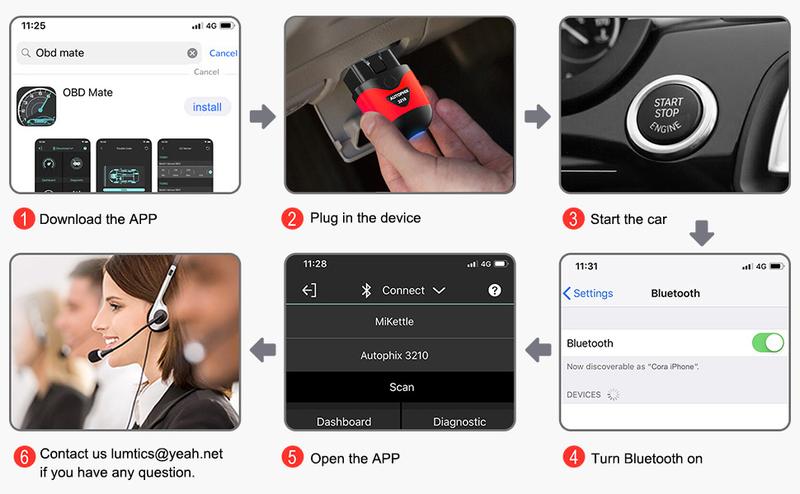 AUTOPHIX 3210 Car Bluetooth OBD2 Scanner Auto Code Readers OBD 2 Diagnostic Tools Performance Test Professional Battery Check App