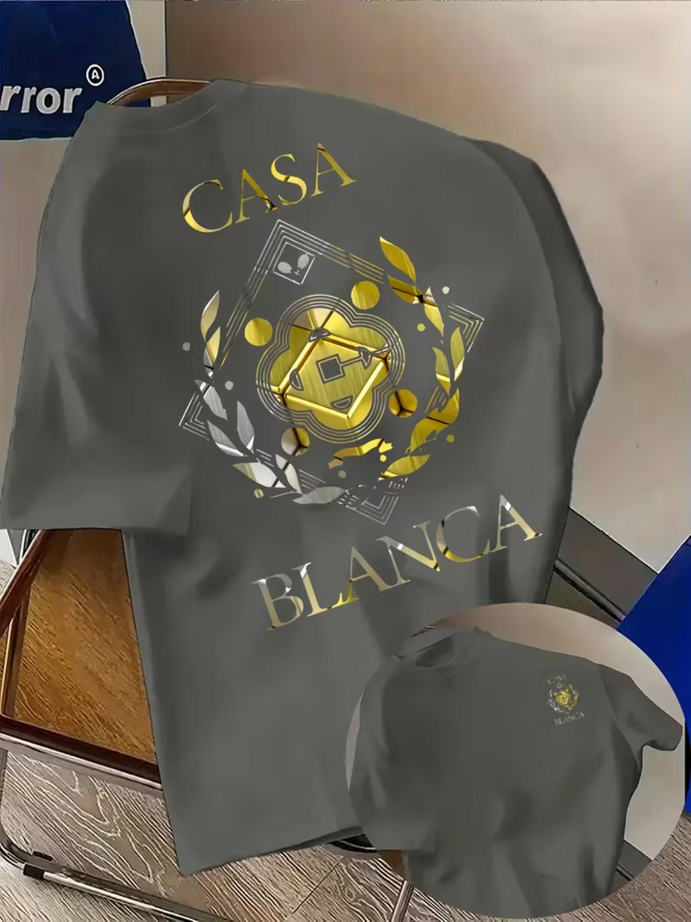 Men's Fashion T-Shirt Casablanca Print, Breathable Sweat-Wicking, Gym Travel Casual, Lightweight Summer Shirt, All-Season Daily Wear