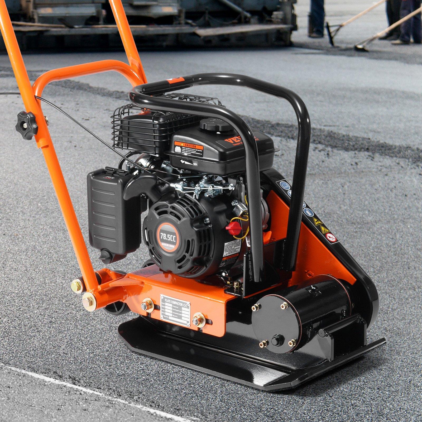 VEVOR Plate Compactor, 2.8 HP 98CC Gas Engine 5, 250 RPM, 1, 920 lbs Force Vibratory Compaction Tamper with 18.7x 11.8 inch Plate for Walkways, Patios, Asphalts, Paver Landscaping, EPA Compliant