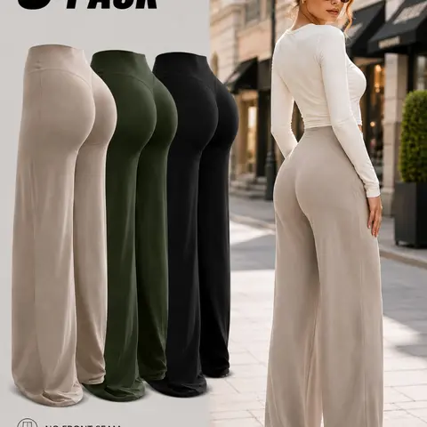 Women Loose Straight Leg Yoga Pants, Fashion Polka Dot Design High Waist Butt Lifting Wide Leg Trousers, Slim Breathable No Camel Toe Sports Fitness Long Pants For Daily Wear, High Waisted Pants