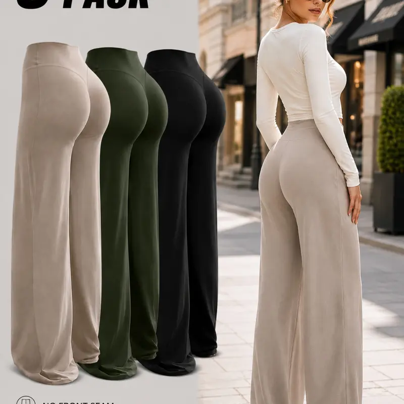 Women Loose Straight Leg Yoga Pants, Fashion Polka Dot Design High Waist Butt Lifting Wide Leg Trousers, Slim Breathable No Camel Toe Sports Fitness Long Pants For Daily Wear, High Waisted Pants