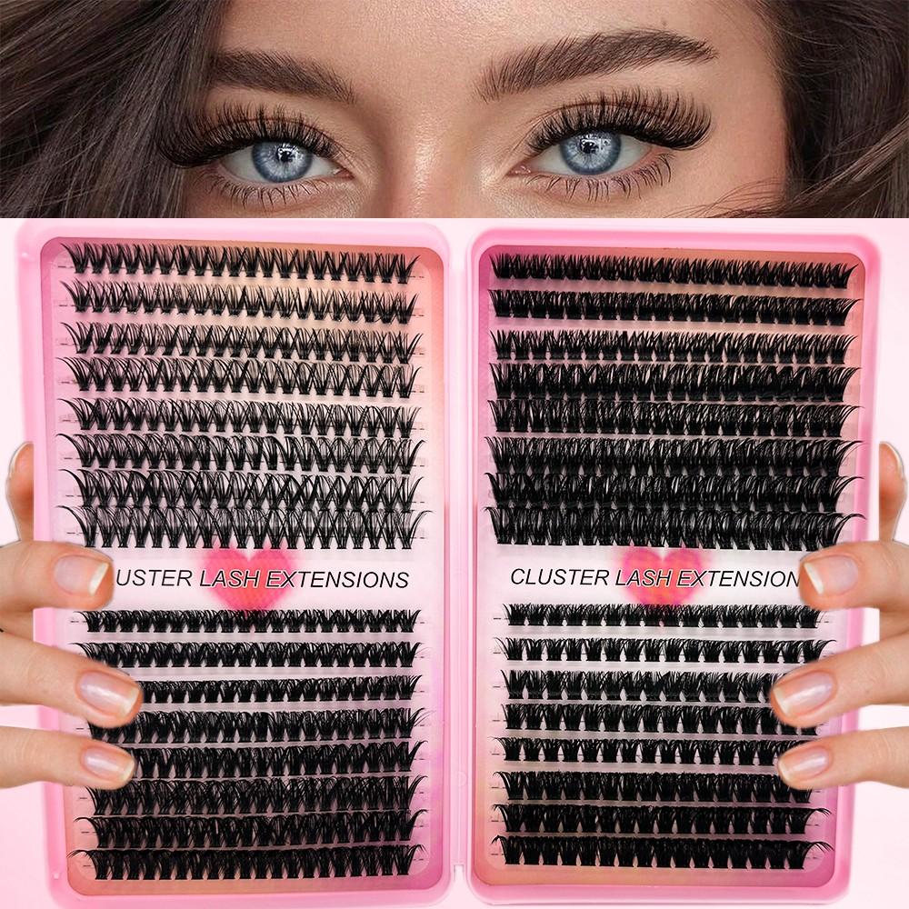 608 Pcs Eyelash Extension Kit, Individual Set Eyelashes, D-Roll, Multiple Lengths, Odorless, Easy to Apply, Home Makeup Books