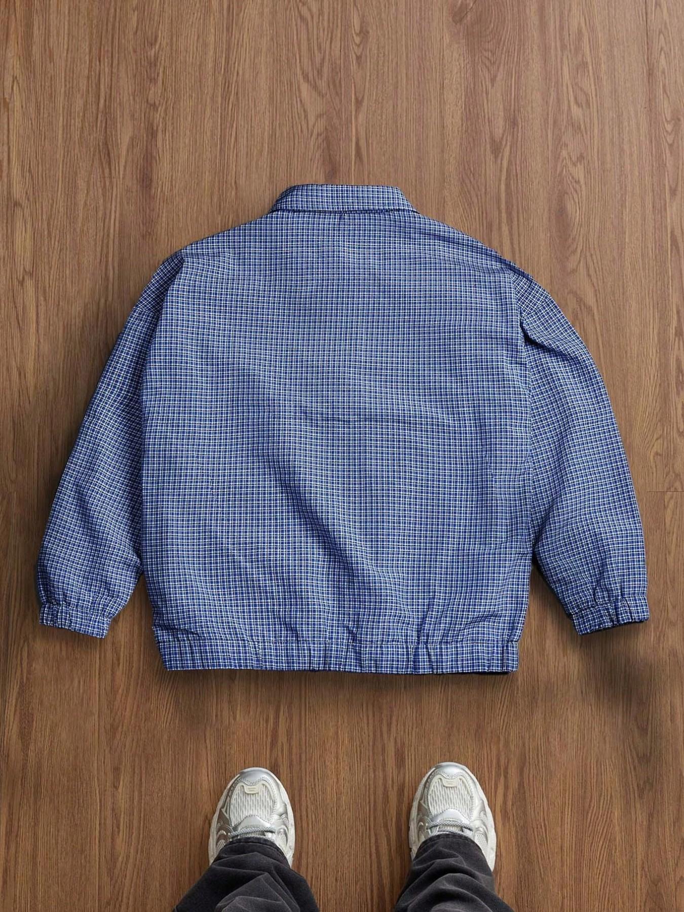 2026 Spring Fall New Loose Fit Zipper Shirt Collar Jacket, American Vintage Plaid Coach Jacket for Men, Casual Retro Style Outerwear