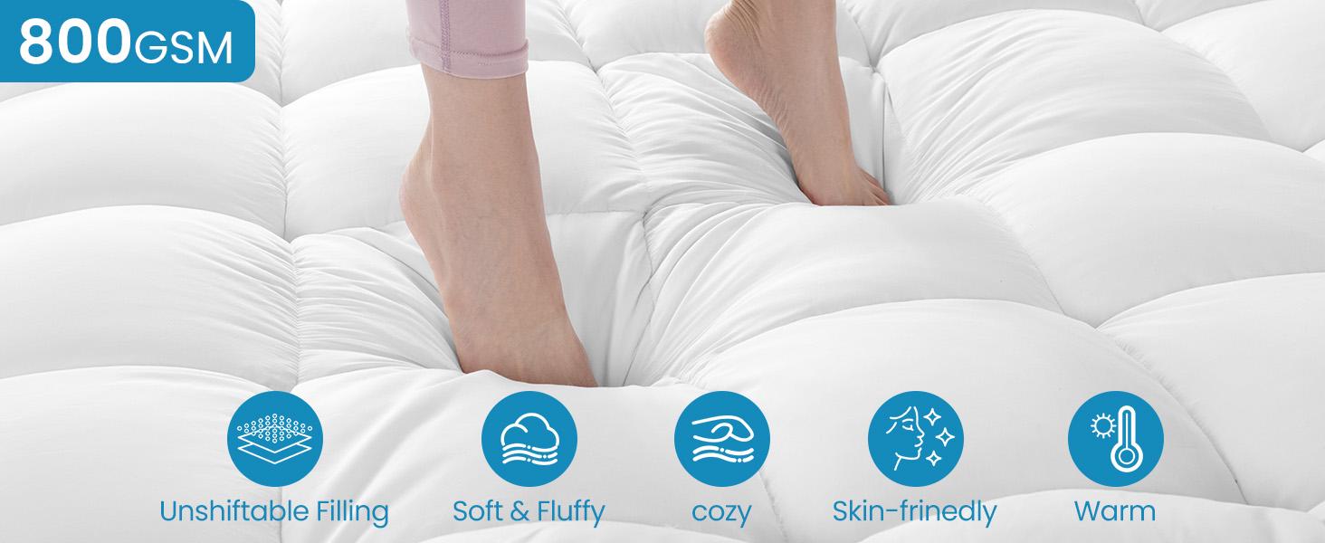Sonoro Kate Cooling Mattress Protector - Gel Memory Foam Topper, Pain Relief & Breathable Bamboo Cover, Fits 8-21" Deep Pocket