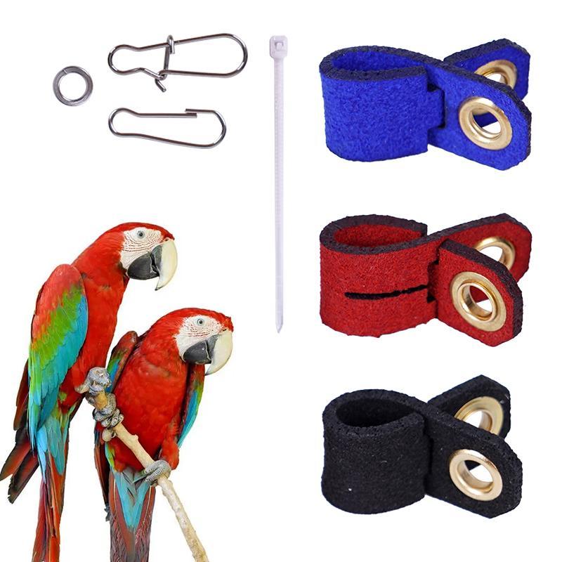7 Size Pet Parrot Leg Ring Ankle Foot Chain Bird Suede Foot Ring Chain Leather Parrot Foot Live Buckle Rings Accessories 4 Color