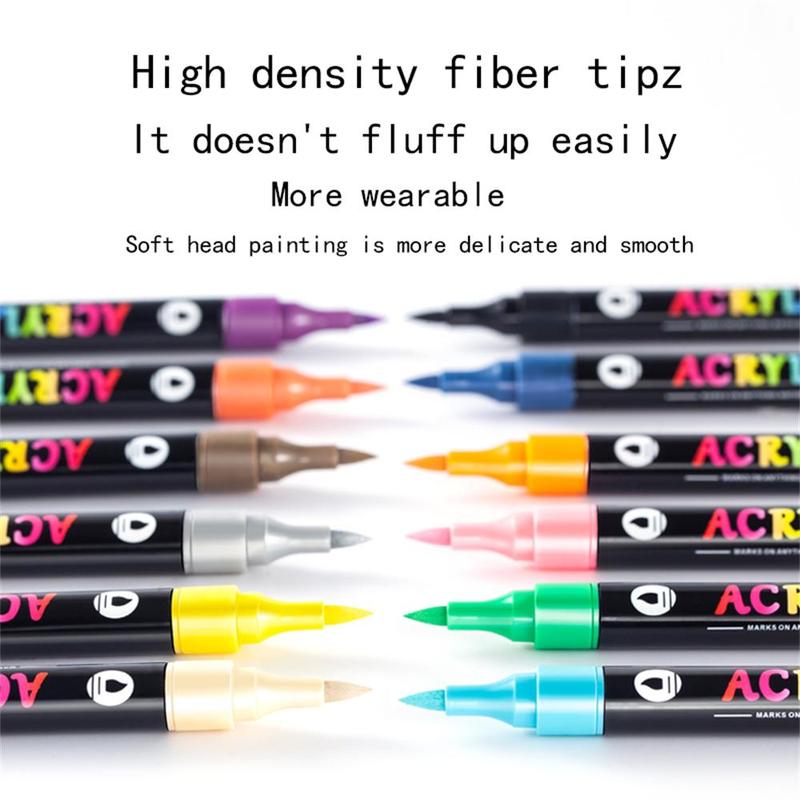 Acrylic Paint Marker Pen Set, 24/48/72 Colors Double Tip, Art Supplies for Rock Painting, Wood, Canvas, Stone, Glass, Back to School, Artist Supplies