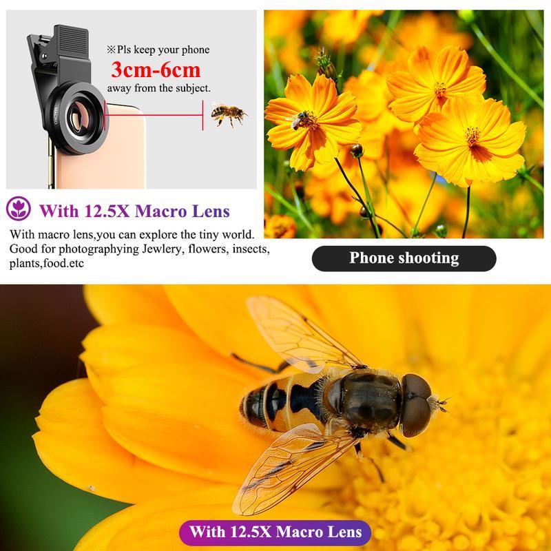 0.45X Phone Wide Angle Lens, 2-In-1 Camera Lens, 0.45x Super Wide Angle & Macro HD, Universal Clip-On for iPhone & Android Phones, Accessories