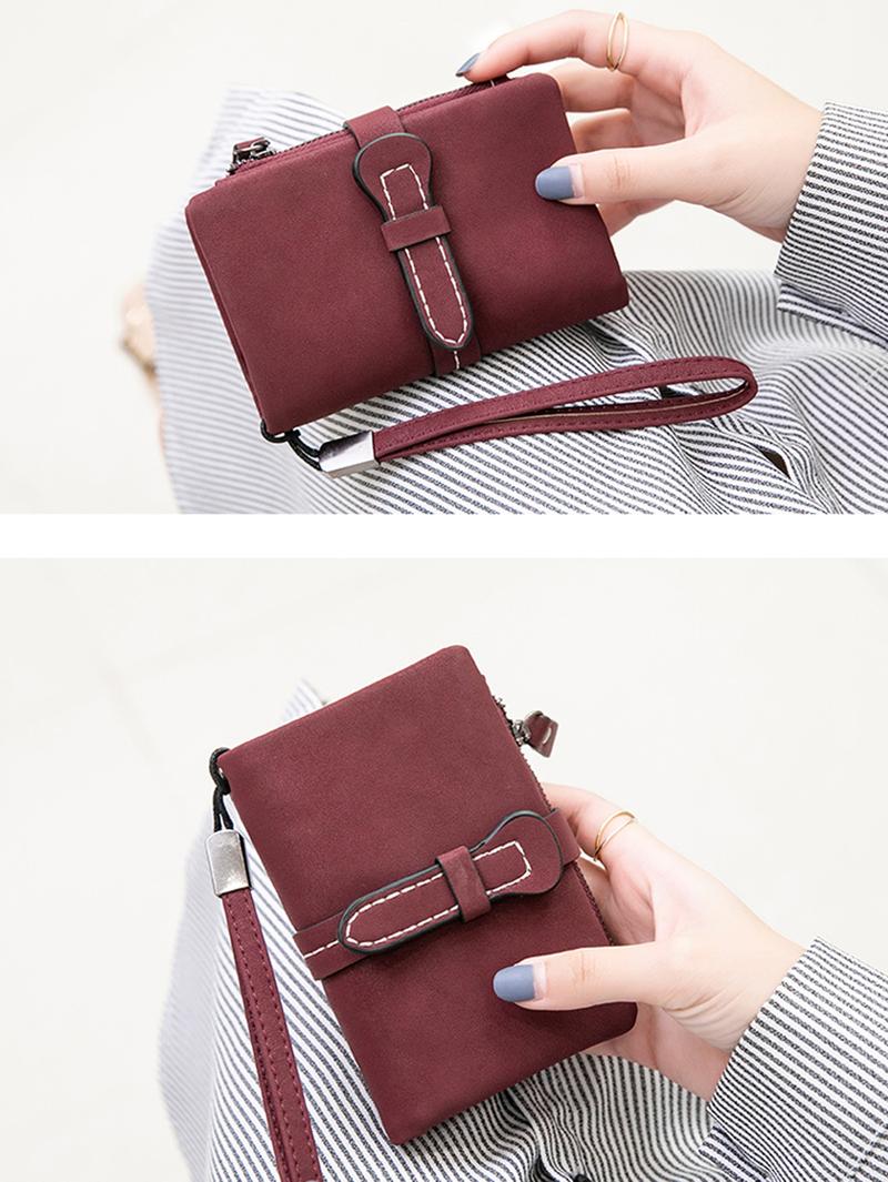 Multifunctional Plain Short Wallet, Vintage Coin Purse with Card Slots, ID Window, Zipper Pocket, Card Holder Organizer, Christmas Gift, Valentine's Day Gift, Ideal Gift