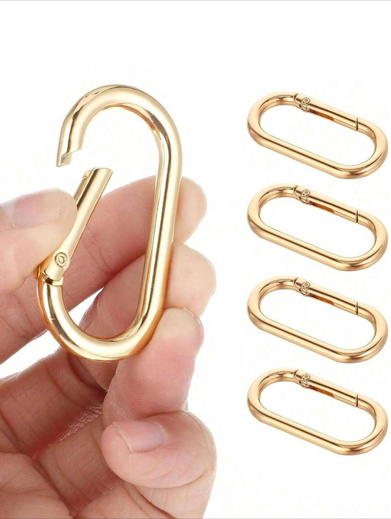 5‑Pack Heavy‑Duty Metal Carabiner Clips, Functional Oval Trigger Spring Snap Clips with Key Rings, Ideal for Climbing Keys Bags Outdoor Use