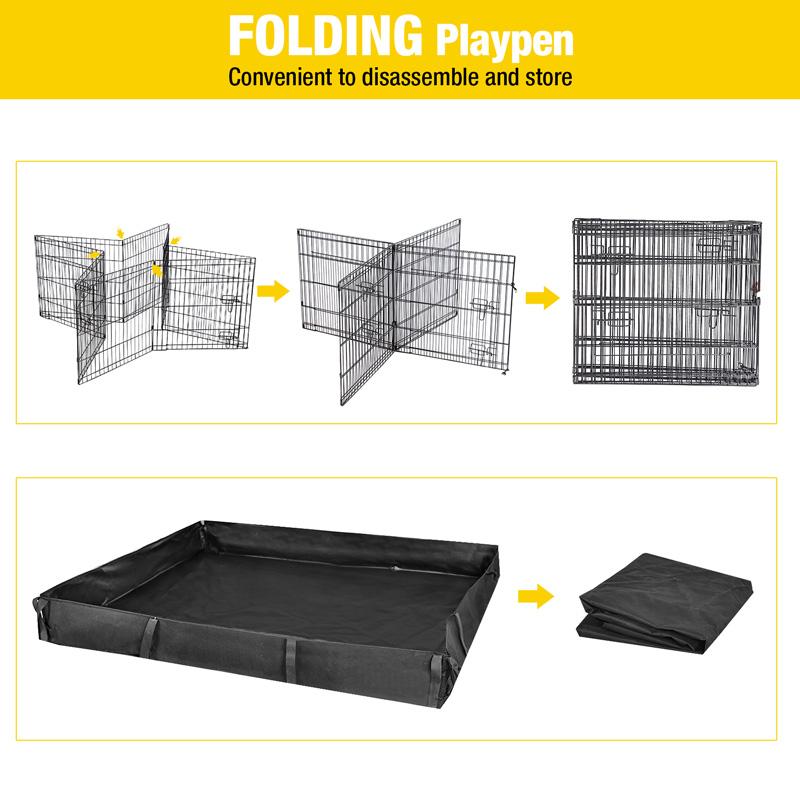 Aivituvin Guinea Pig  Playpen| Bunny Playpen with Floor,Dog Crate,Rabbit Playpen,Metal Dog Exercise pen,Dog Kennel,Foldable Panels,Pet fence